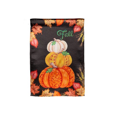 Evergreen Stacked Pumpkins Lustre Garden Flag 12 x 18 Inches Indoor Outdoor Decor