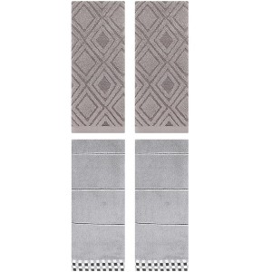 REGALWOVEN 4 Pcs Geometric Absorbent Soft Decorative Bathroom Hand Towels - 1 of 4