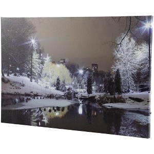 Northlight LED Lighted Nighttime City Park Winter Scene Canvas Wall Art 23.5" x 15.75" - 1 of 4