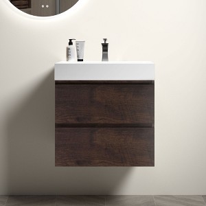NicBex 24" Bathroom Vanity with Sink, One-piece Wall Mounted Vanity, Bathroom Cabinet Storage with 2 Spacious Drawers for Bathroom - 1 of 4