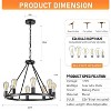 MaseiKar 23.6" 8 Lights Wagon Wheel Chandelier,Black Metal Round Industrial Vintage Kitchen Island Pendant Light for Living Dining Room Foyer Entryway - 2 of 4