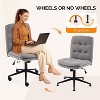 VINGLI Mid Back Armless Office Desk Chair with Wheels/no Wheels,360°Rocking Swivel Vanity Chair with Thickened Cushion， Linen Dark Grey - 4 of 4