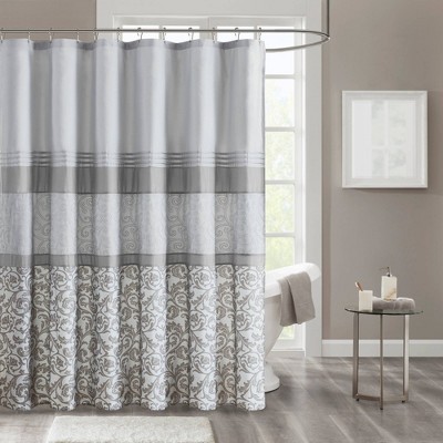 Casey Printed Shower Curtain with Liner Gray