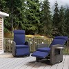 Patio Wicker Outdoor Recliner - Independently adjustable backrest & footrest with flip-up table & air pump, 155° lay flat. - 3 of 4