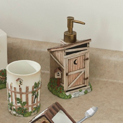 Rustic Beige Resin Outhouse Soap and Lotion Dispenser