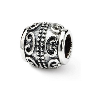 Black Bow Jewelry Sterling Silver Embossed Scroll Bali Bead Charm - 1 of 3
