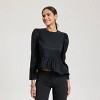 Women's Puff Sleeve Peplum Top - A New Day™ Black - 2 of 4