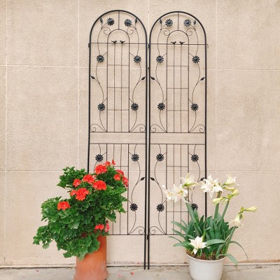 Maggift Patio Decorative Screens, Iron Arch Decoration Garden Trellis, for Outdoor for Climbing Plants Support, Flowerbed, Black, 40"*19.7"*86.7"