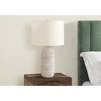 Cream Resin Table Lamp with Ivory Linen Shade, 28"