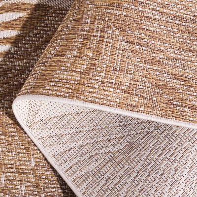 Aqua and Ivory Hand-Knotted Square Wool Rug