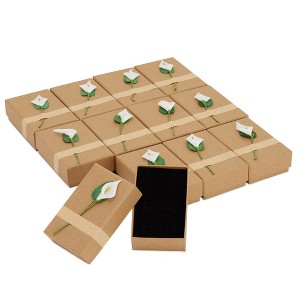 Juvale 12-Pack Jewelry Gift Boxes with Lids - Lily Flower Small Cardboard Gift Box for Necklace Packaging Bulk (3.5x2.2x1.2 In) - 1 of 4