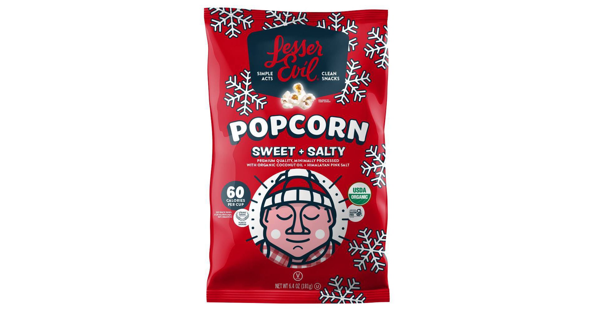 LesserEvil Holiday Sweet and Salty Organic Popcorn - 6.4oz