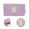 Unique Bargains Corduroy Rectangular Letter Makeup Bag Pink Purple 1 Pc - 4 of 4