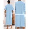 Lars Amadeus Men's Loose Fit Short Sleeves Stand Collar Zipper Long Nightgown - 4 of 4