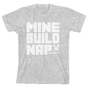 Minecraft Mine Build Nap Girl's Athletic Heather T-shirt - 1 of 1