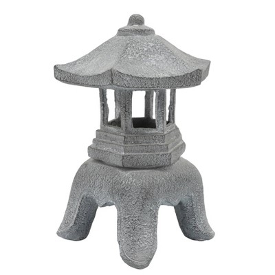 16" Resin Temple Lighthouse Outdoor Figurine - Gray - Sagebrook Home