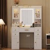 Makeup Vanity Desk with Mirror and Lights, 3 Light Modes Large Makeup Vanity Table with Charging Station - 3 of 4