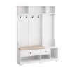 Vynxaria Multi-Purpose Hallway Hall Tree with Removable Linen Cushioned Entryway Bench, Coat Rack, Storage Shelves & DIY Pegboard in White - 4 of 4