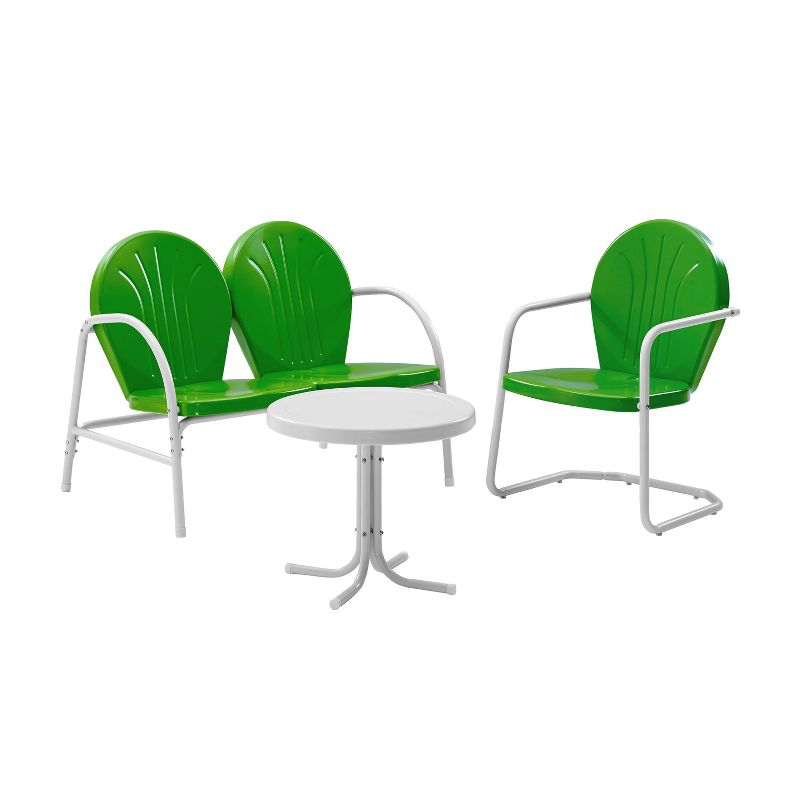 Griffith 3pc Outdoor Conversation Set  with Loveseat, Chair &#38; Accent Table - Kelly Green - Crosley, 6 of 9