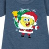 Girls' - SpongeBob SquarePants - Santa Spongebob Graphic Short Sleeve Fleece Dress - 2 of 4
