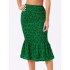 Allegra K Women's Floral Smocked Knee Length High Waist Bodycon Mermaid Chiffon Midi Skirt - 2 of 4