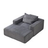 75'' Corduroy Sponge Lounge Sleeper Sofa with Removable Footrest, No Assembly Required and Backrest Pillow - 3 of 4
