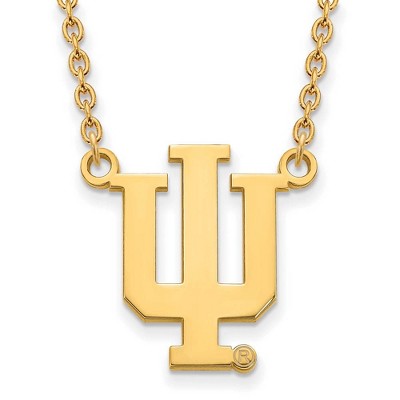 Black Bow Jewelry 10k Yellow Gold Indiana Hoosiers NCAA Necklace 18 Inch