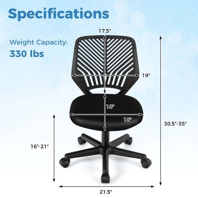 Adjustable Black Mesh Ergonomic Kids Desk Chair with Casters