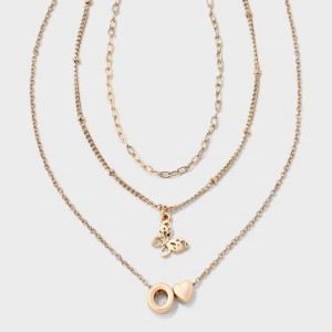 Girls' Initial with Choker and Layered Necklace Set - art class™ Gold - 1 of 3