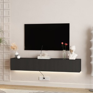 KTMBDW Floating TV Stand 69", Modern Wall Mounted Media Console Shelf with Doors, Entertainment Center for Under TV Storage for Living Room, Bedroom - 1 of 4