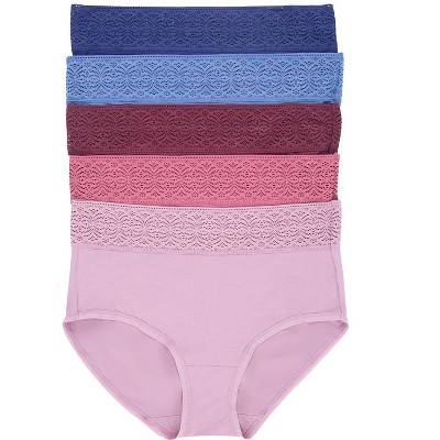 Felina | High Waisted Modal Stretch Brief | Lace Trim | 5-Pack | Full Coverage