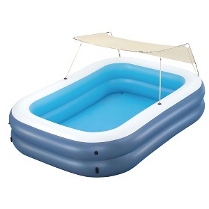 H2OGO! 8 Foot 4 Inch by 70 Inch Summer Bliss Shaded Inflatable Family Pool with 2 Quick Release Valves and Repair Patch for Kids Ages 6 Above - 1 of 4