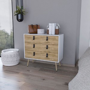 Kumasinova 3-Drawer Dresser,Wood Finish Chest of Drawers with Legs,Modern Storage Dresser,Bedroom and Entryway Furniture,1 Piece,Multicolor - 1 of 4