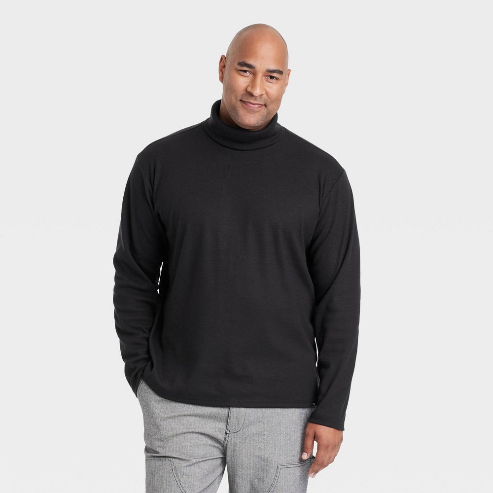 Houston White Adult Long Sleeve Turtleneck T-Shirt - Black XL