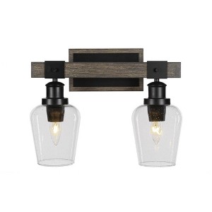 Toltec Lighting Tacoma 2 - Light Vanity in  Black/Painted Wood with 5" Clear Bubble Shade - 1 of 1