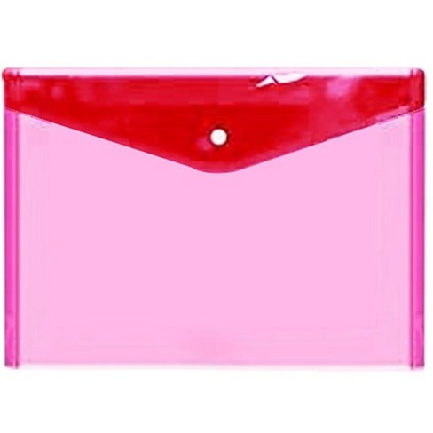Enday Plastic Envelopes with Snap Closure, Red