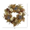 Nearly Natural 24” Fall Pumpkins, Pine Cones and Berries Artificial Wreath - 2 of 3