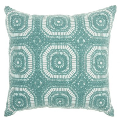 Life Styles Crochet Tiles Square Throw Pillow Pastel Green - Mina Victory