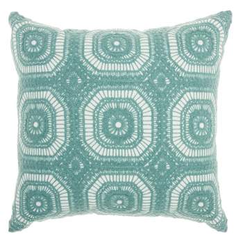 Life Styles Crochet Tiles Square Throw Pillow Pastel Green - Mina Victory