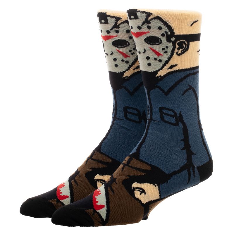 Jason Mask Friday the 13th 360 Halloween Character Crew Socks for Men, 1 of 3