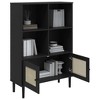 vidaXL SENJA Solid Pine Wood Bookcase - Black, Rattan Look Surface, Ample Storage Space - image 4 of 4