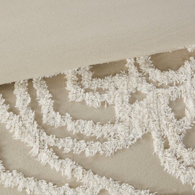 Taupe King Cotton Chenille Medallion Duvet Cover Set