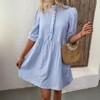 Womens Striped Shirt Dresses Casual Button Down Collared Tunic Blouse Mini Dress Loose Fit 3/4 Sleeve Patchwork Dress - 2 of 4