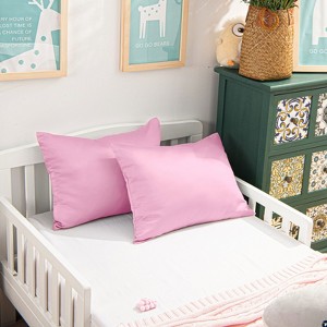2 Pack Zippered Satin Toddler Pillowcases, Luxury Travel Pillow Covers - NTBAY - 1 of 4