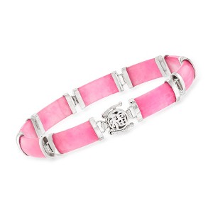 Ross-Simons Pink Jade "Good Fortune" Bracelet in Sterling Silver - 1 of 4