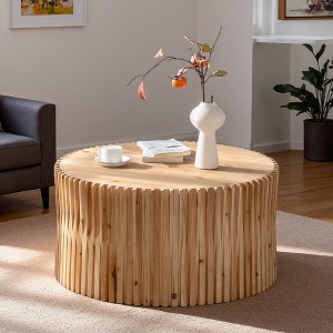 31.5" Fir & MDF Cylindrical Coffee Table - 1 of 4
