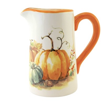 Tabletop 8.0" Painted Pumpkin Pitcher Fall Thanksgiving Transpac  -  Beverage Servers