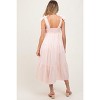 Pinkblush Light Pink Gingham Lace Trim Shoulder Tie Maternity Maxi Dress - 4 of 4