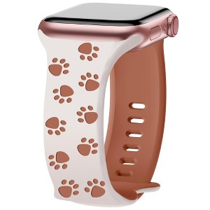 HTUTWOO Engraved Cat Paw Apple Watch Band, Sport Silicone Strap 38/40/41/42/44/45/49mm for iWatch Series 10 9 8 7 6 5 4 3 2 SE Ultra - 1 of 4