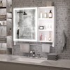 Vynxaria Modern White 32"x28" Wall-Mounted Medicine Cabinet with Mirror and Towel Rail - 3 of 4